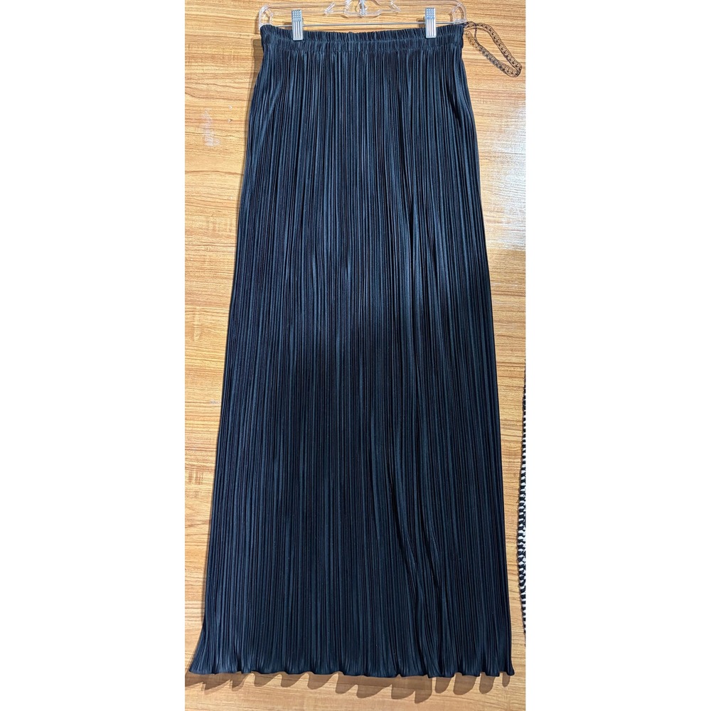 Vintage Michael Marcelle Ltd Black Accordion Pleated Maxi Skirt Medium Made USA